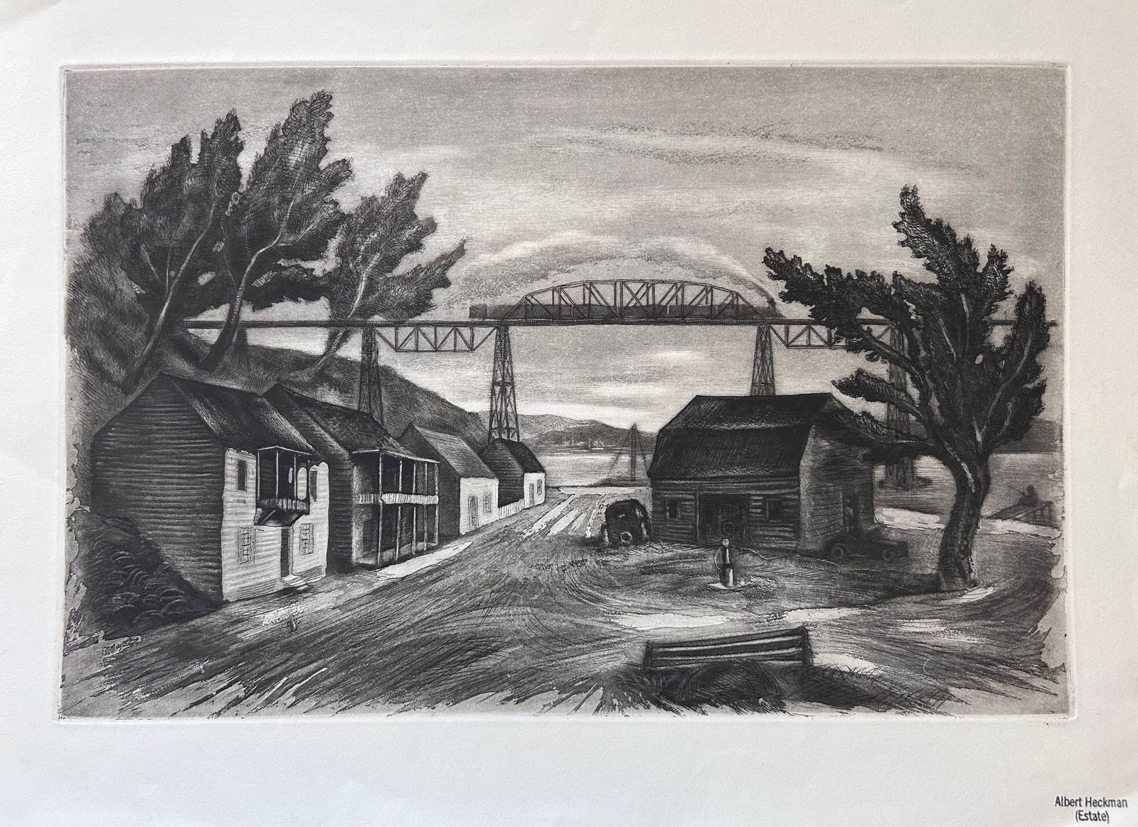 Albert Heckman: Cross Roads, n.d. etching with aquatint 12 x 15-7/8 in. (sheet), Stamped Albert Heckman (Estate) lower right