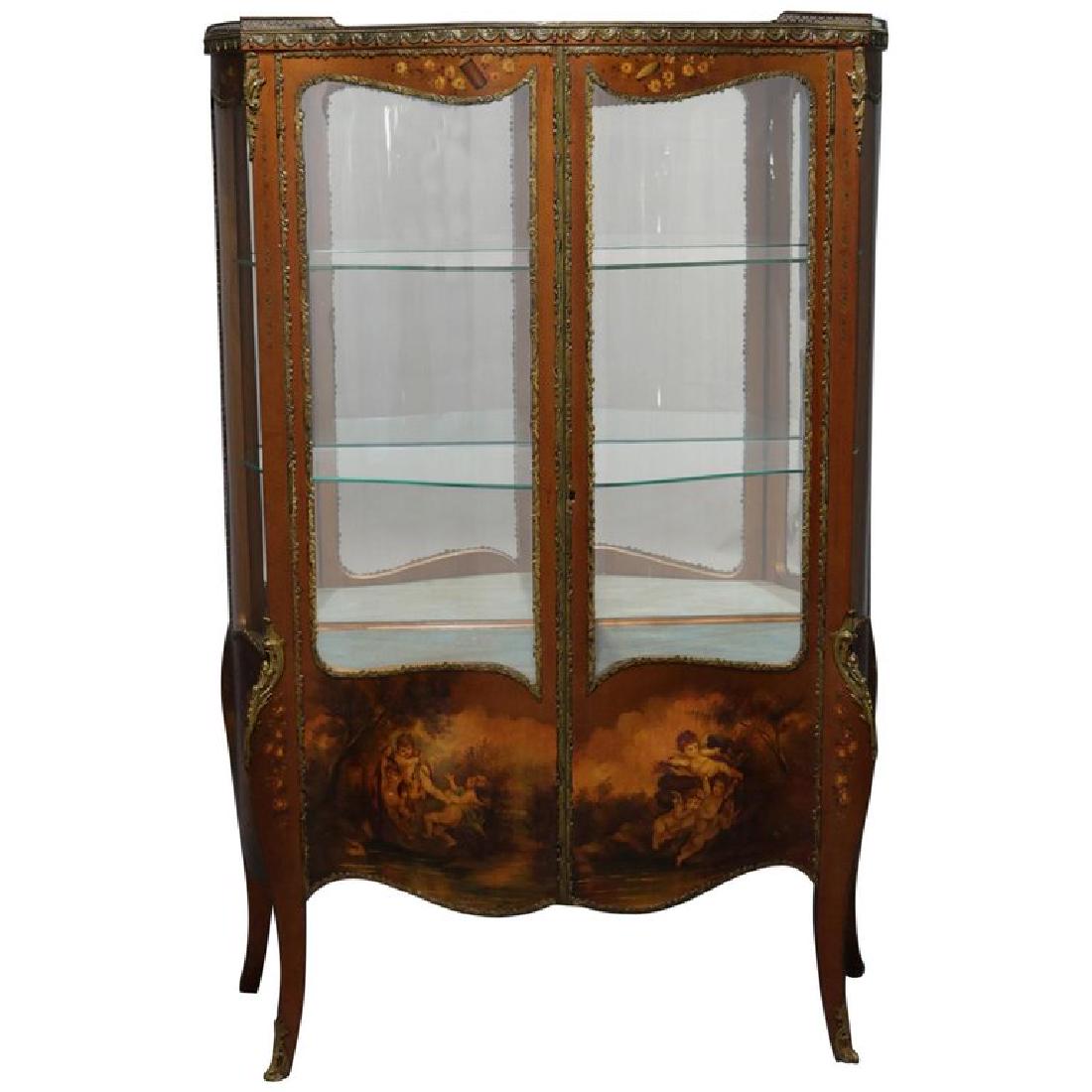 Antique French Louis XV Vernis Martin Style Vitrine (1 of 12)