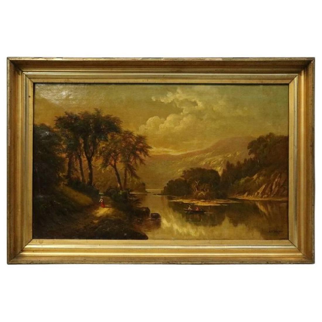 Antique S. P. Dyke Hudson River School Oil Painting (1 of 8)