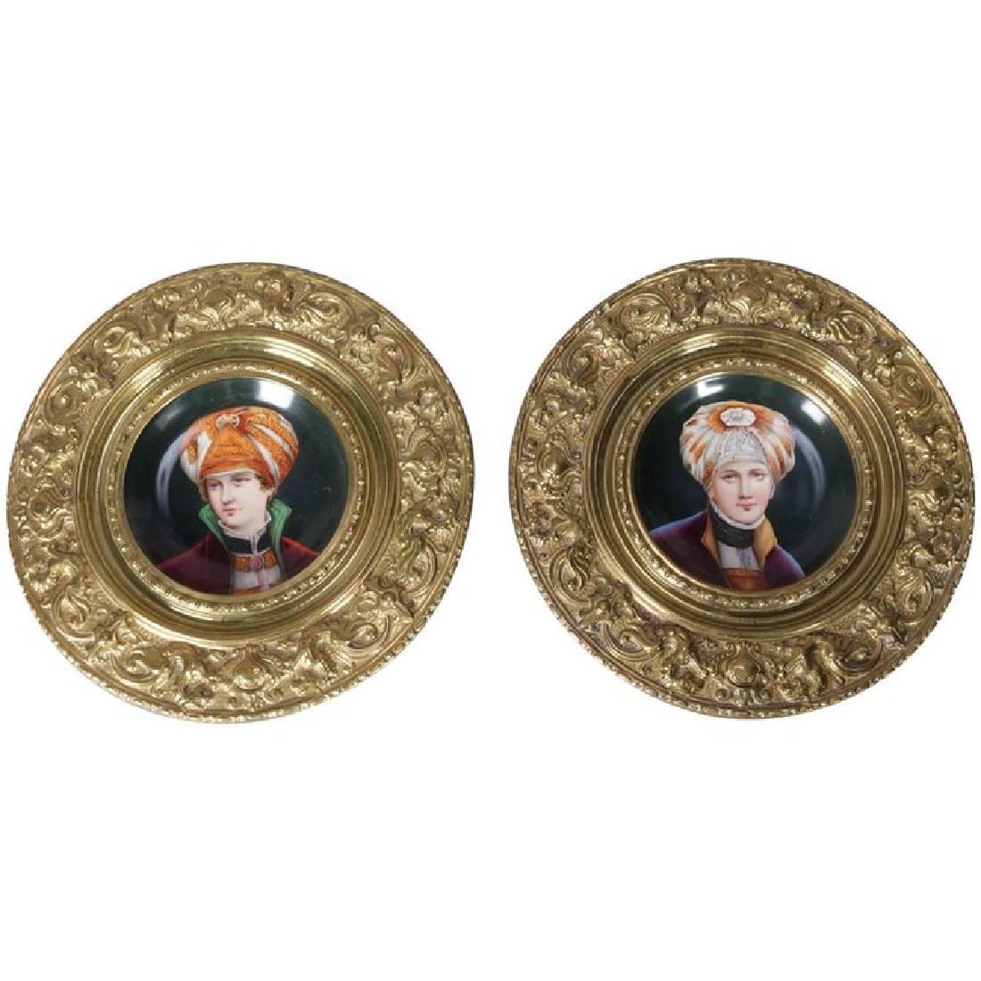 Two Hand-Painted Porcelain Maharaja Portrait Plates (1 of 10)