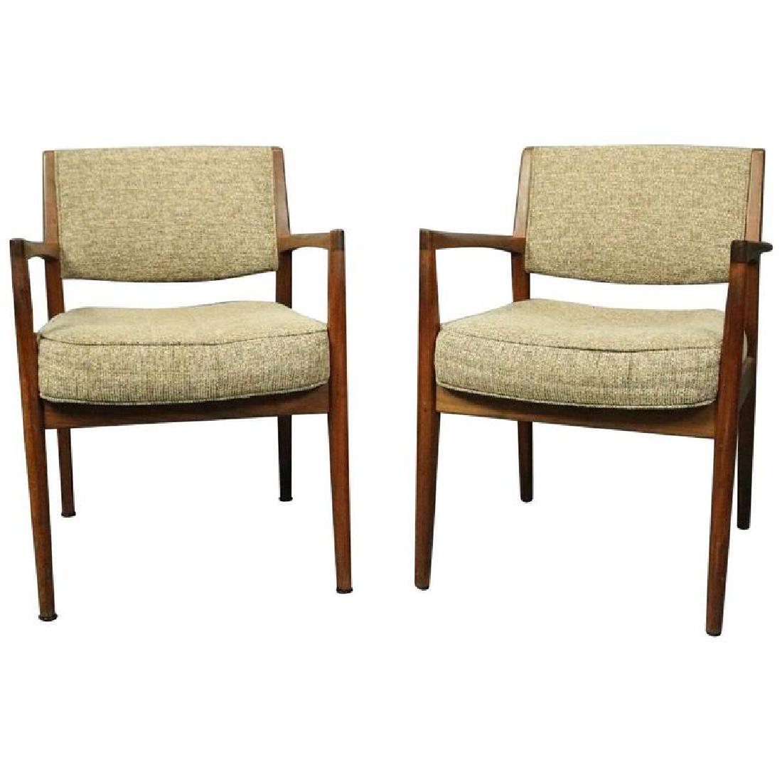 Pr Mid-Century Danish Modern Upholstered Teak Armchairs (1 of 9)