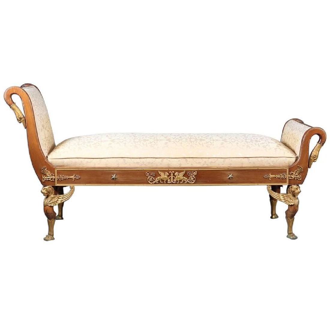 French Empire Neoclassical Mahogany & Ormolu Recamier (1 of 16)