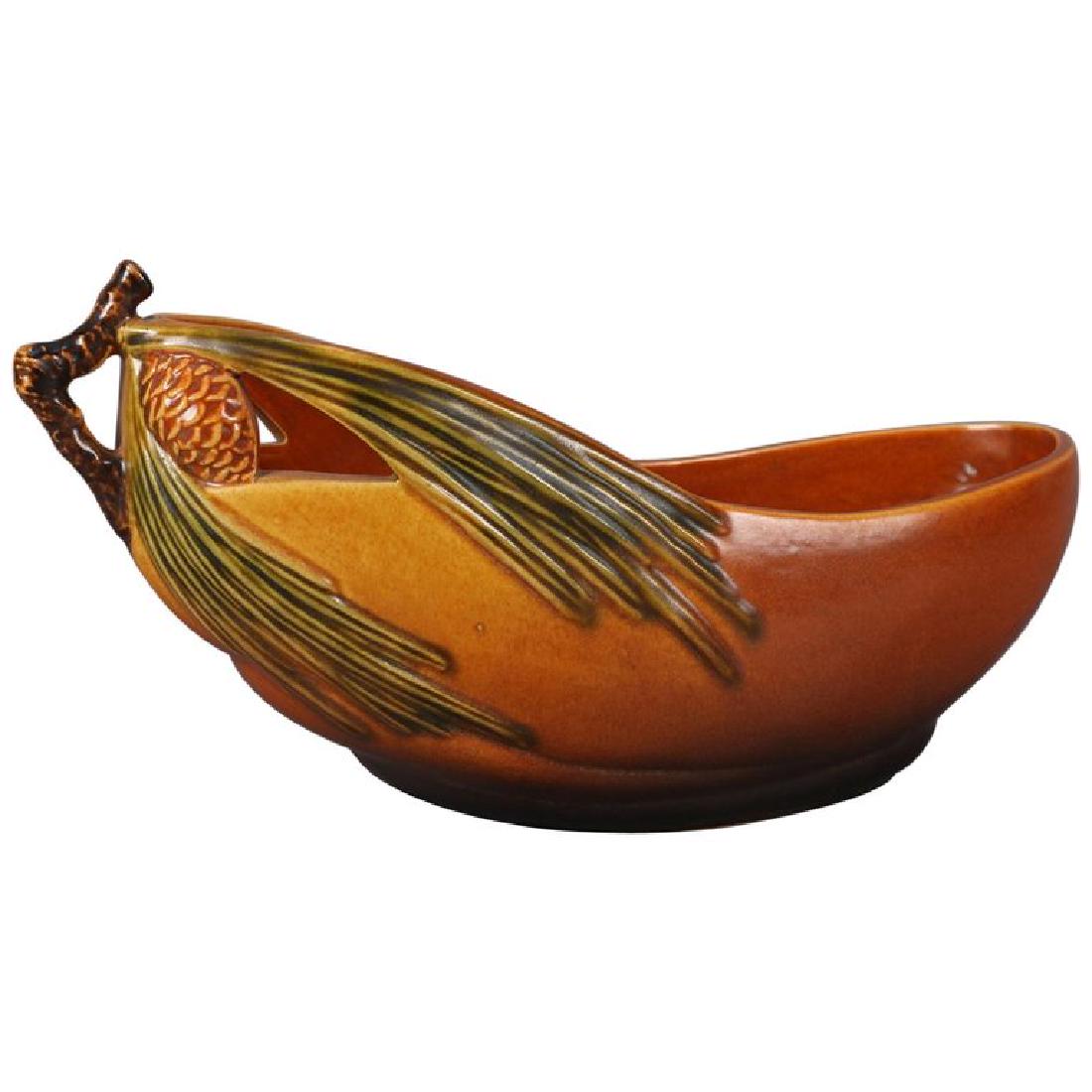 Roseville Art Pottery Pine Cone Bowl, Brown, 429-10 (1 of 11)