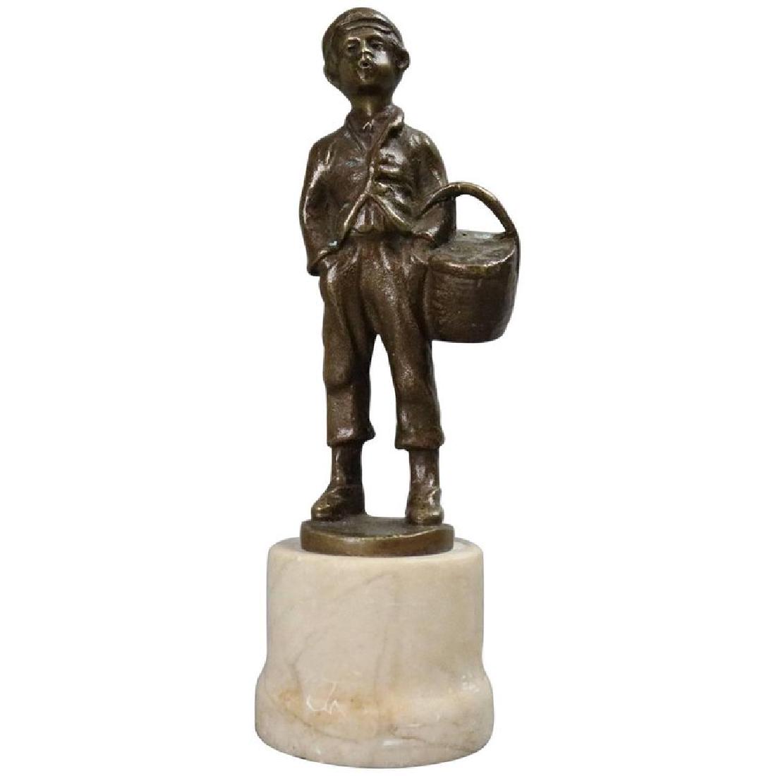 French Figural Bronze Whistling Delivery Boy Sculpture (1 of 10)