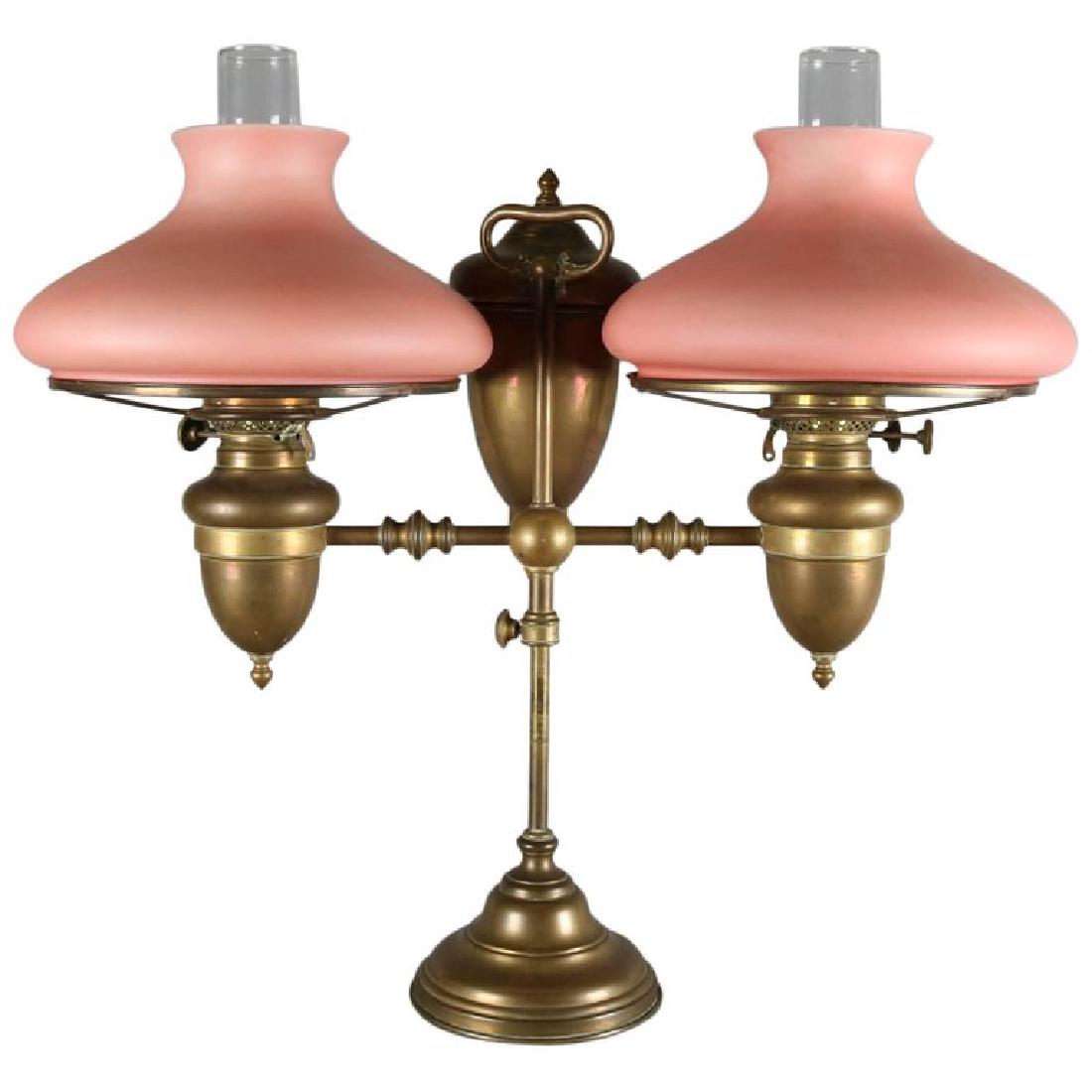 Antique Brass Adjustable Duplex Double Student Lamp (1 of 10)