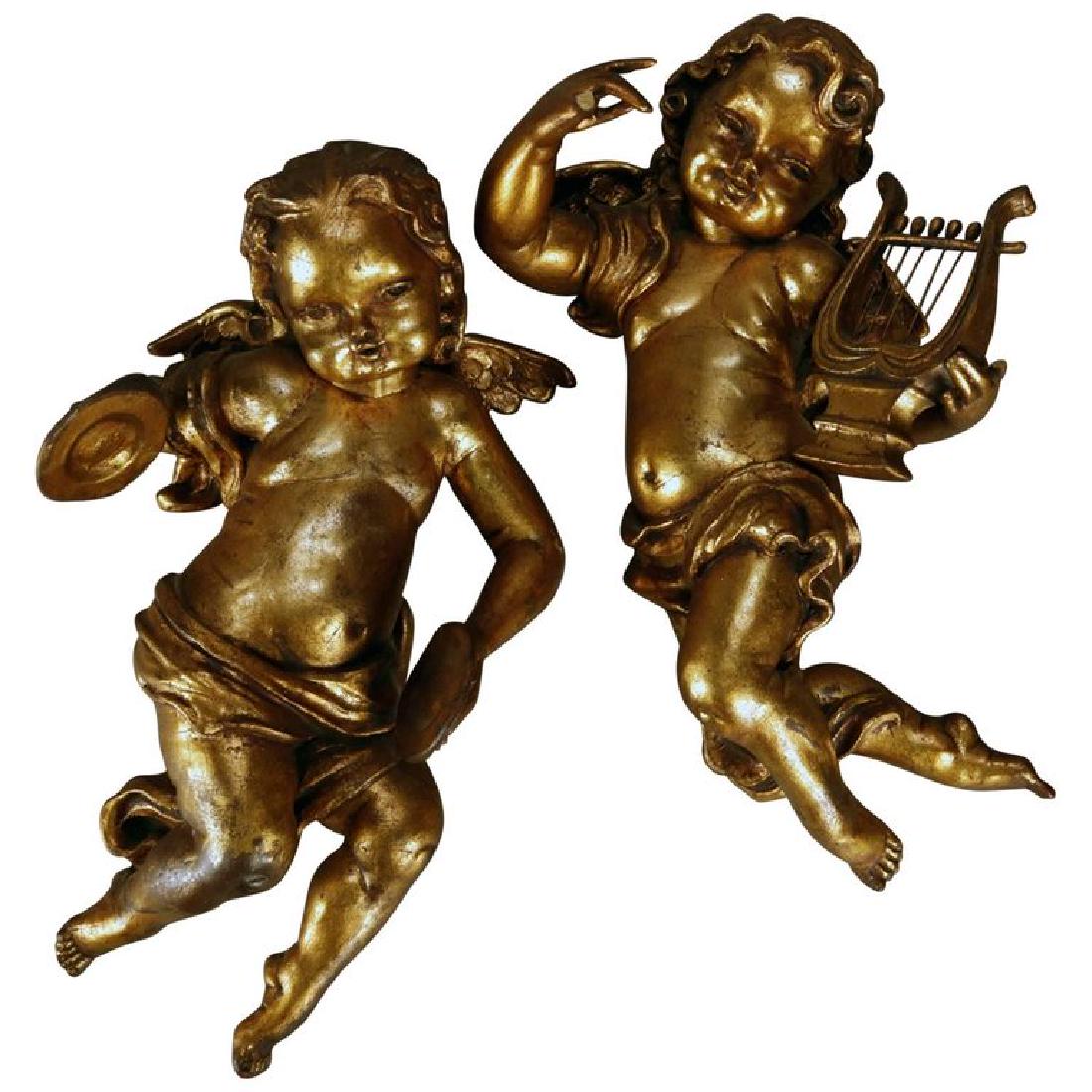Vintage Italian Classical Gilt Cherub Wall Sculptures (1 of 11)