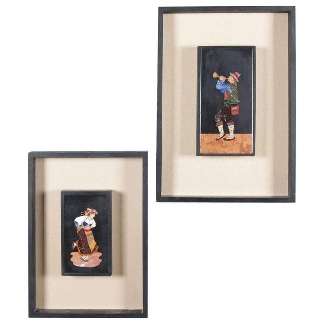 Antique Italian Pietra Dura Plaques of Austrian Dancing (1 of 8)