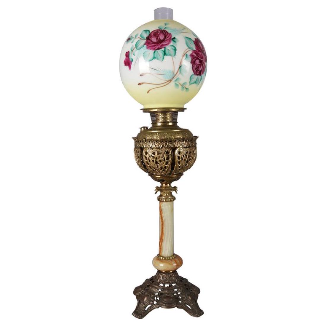 Gone With The Wind Hand Painted Brass & Onyx Table Lamp (1 of 15)