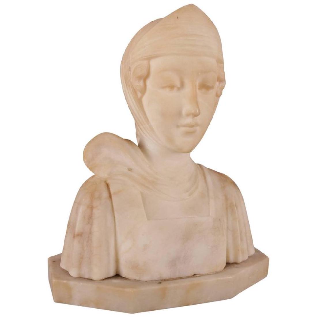 Italian Carved Alabaster Portrait Sculpture of Beatrice (1 of 9)