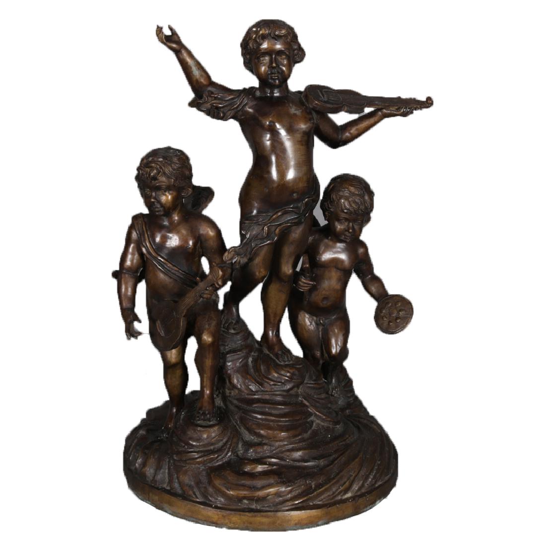 Antique Bronze Figural Sculpture Grouping of Cherubi (1 of 16)