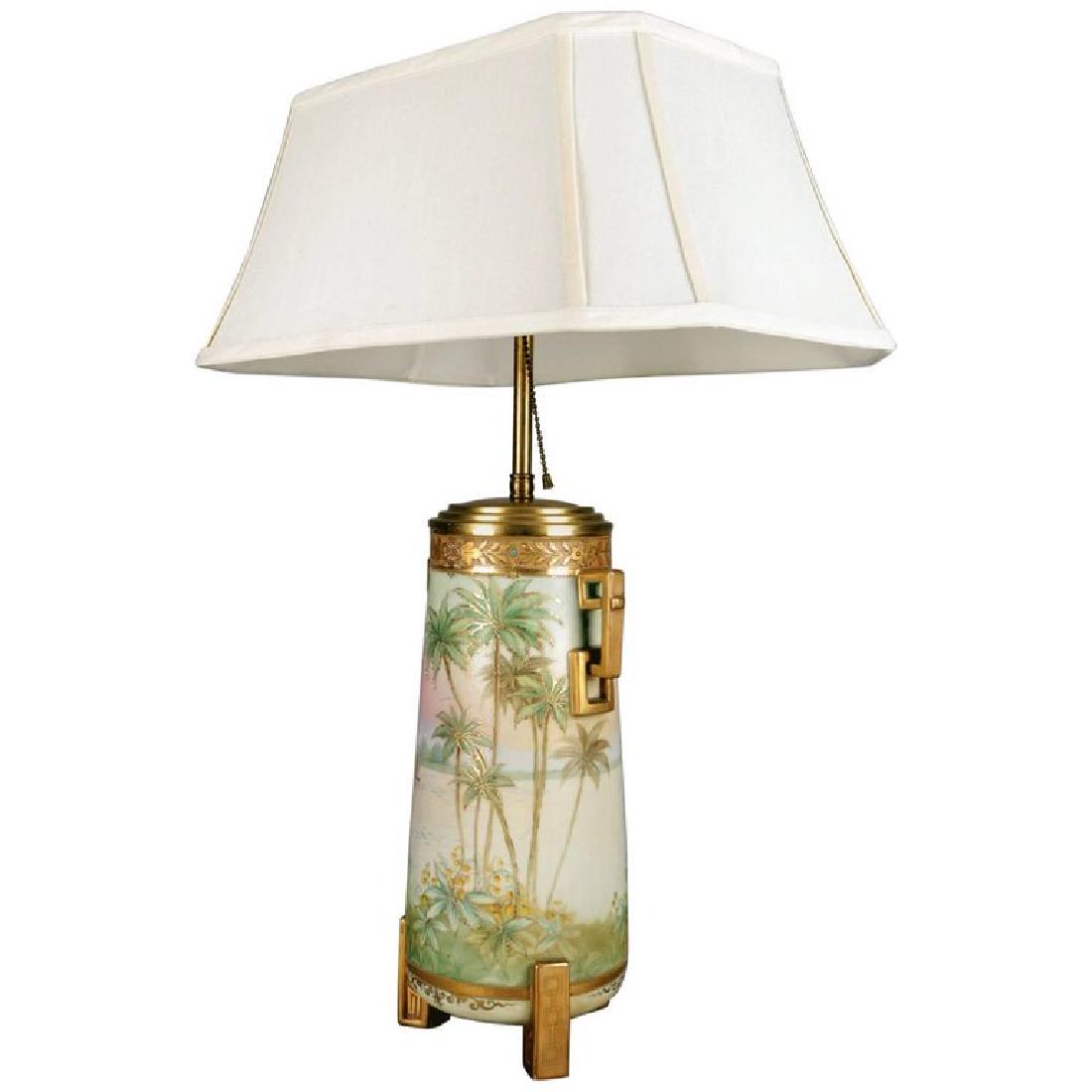 Aesthetic Movement Painted & Gilt Nippon Porcelain Lamp (1 of 10)