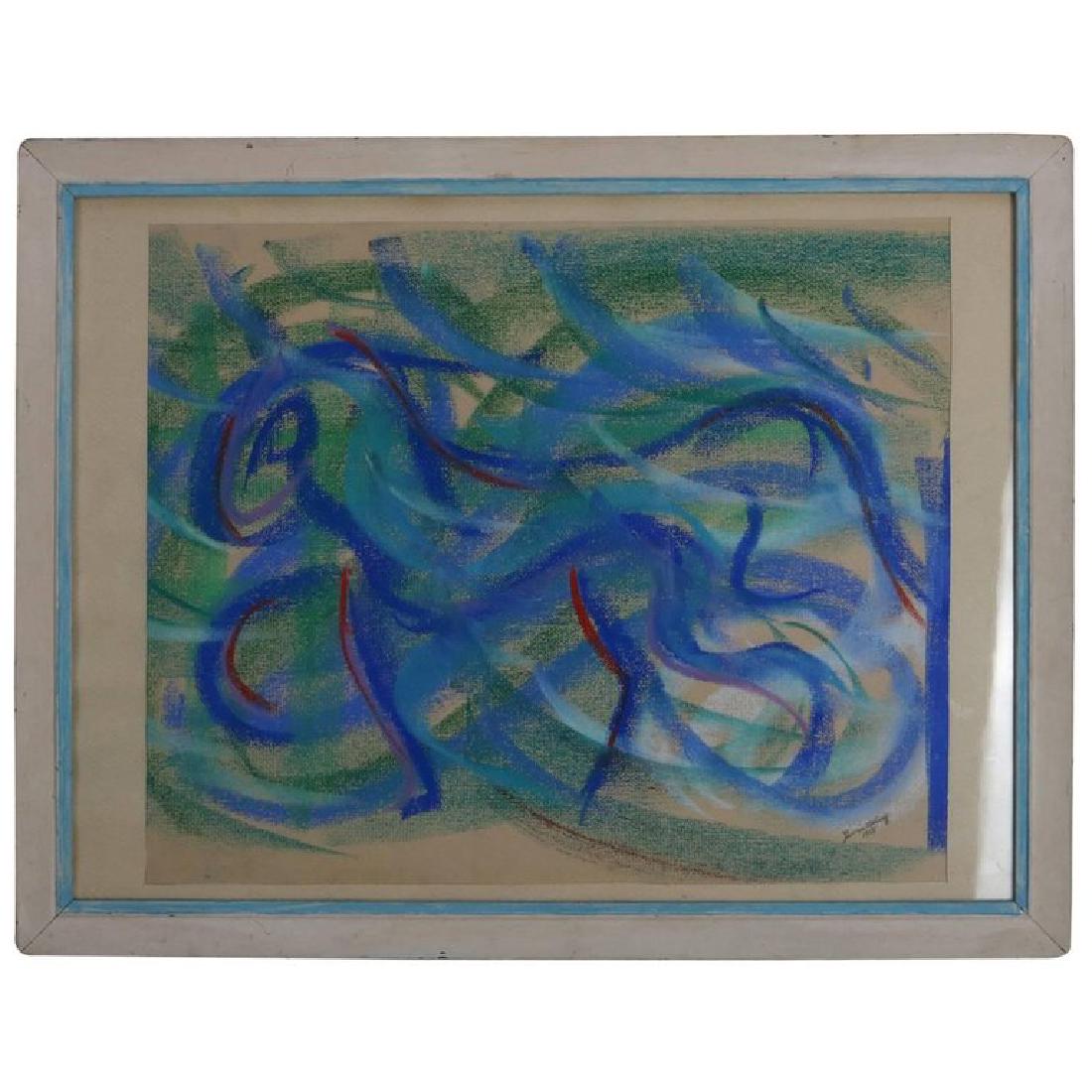 Mid Century Modern Equine Abstract Pastel by L. Belvey (1 of 8)