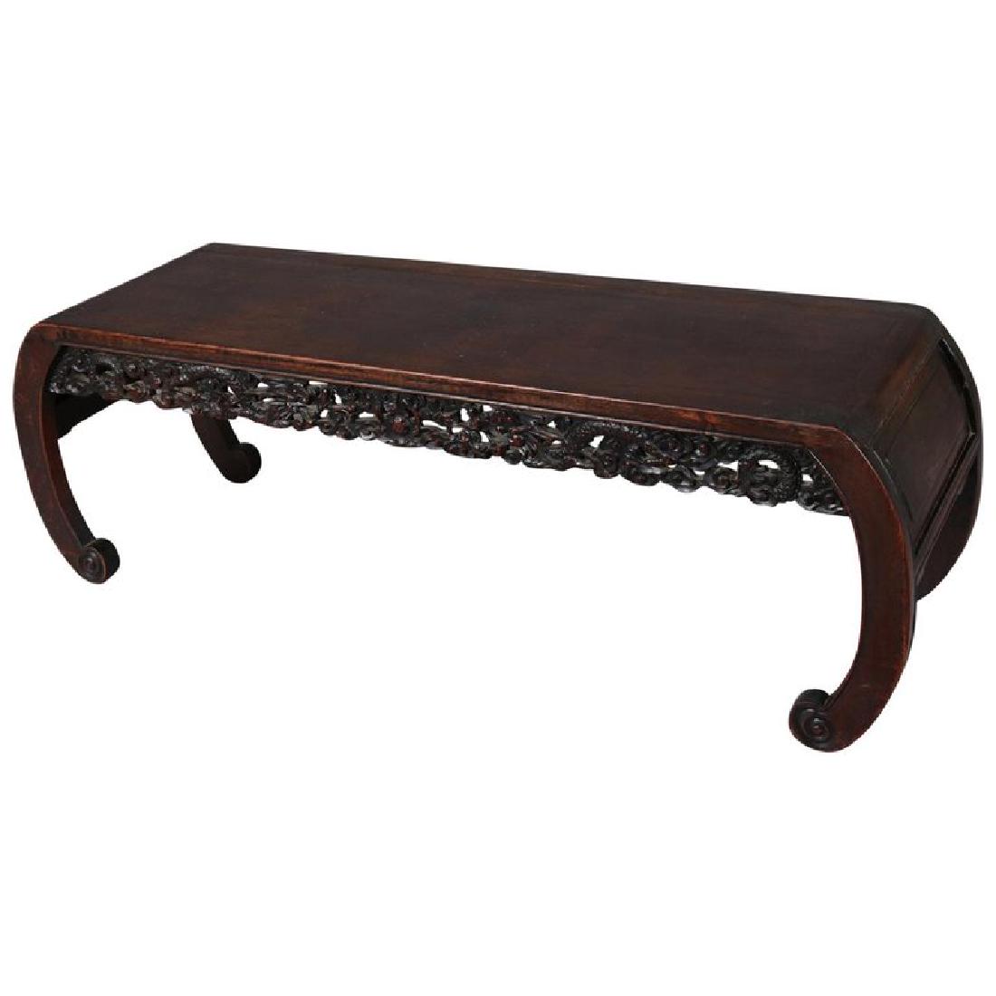 Antique Chinese Figural Carved Hardwood Low Table 20thC (1 of 11)