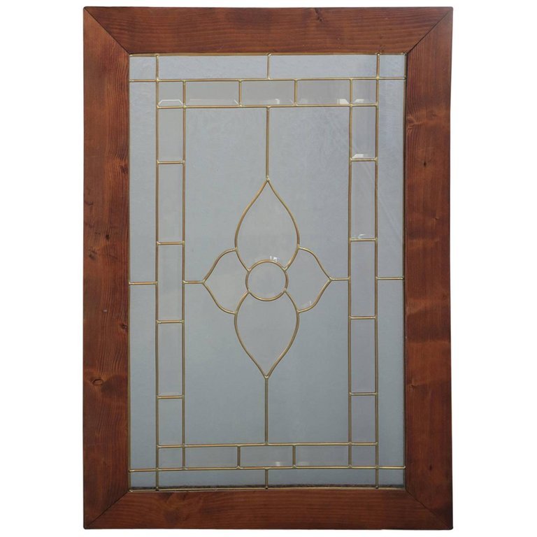 Vntg Arts & Crafts Architectural Leaded Glass Panel (1 of 4)