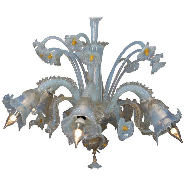 Vintage Venetian Blown Opalescent Glass Chandelier (1 of 6)