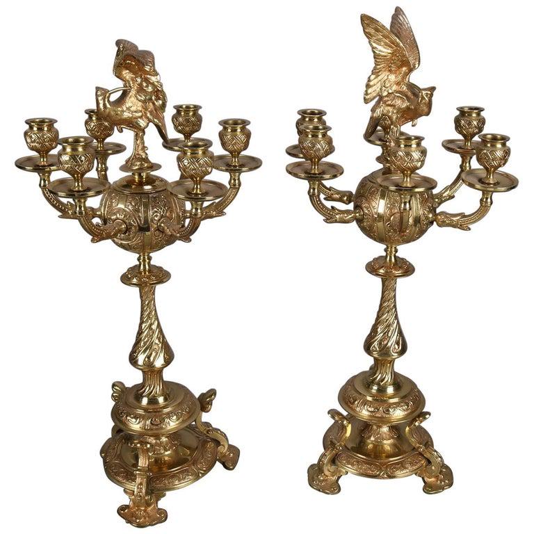 Pair French Rococo Gilt Bronze Six-Light Candelabra (1 of 8)