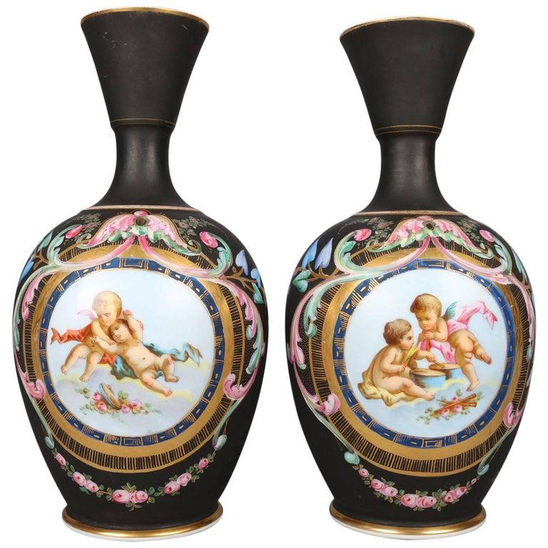 Pair Antique French Old Paris Hand-Painted Vases (1 of 19)