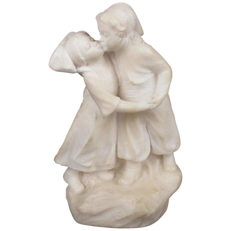 Antique Figural Hand Carved Alabaster Sculpture, Signed (1 of 9)