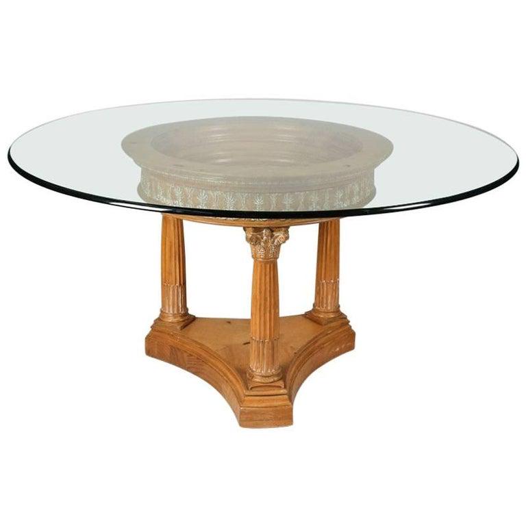 Classical Greek Corinthian Column Baker Glass Top Table (1 of 9)