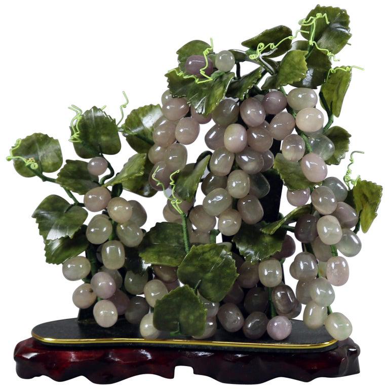 Chinese Carved Jade Sculpture, Grapes & Leaves (1 of 9)