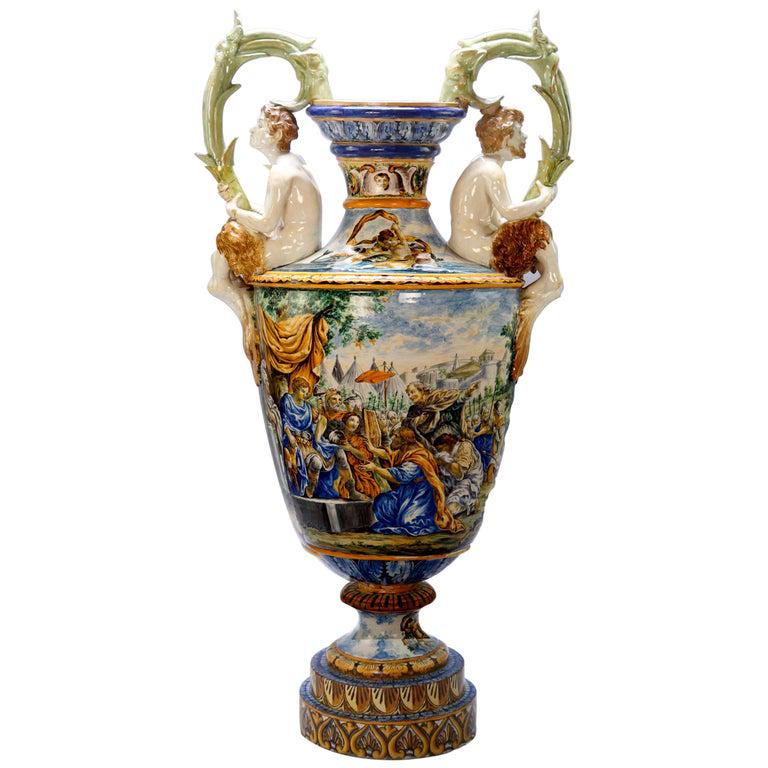 Monumental Antique Figural Majolica Classical Urn c1880 (1 of 17)