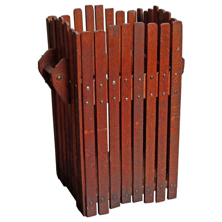 Antique Arts & Crafts Stickley School Slat Basket (1 of 5)