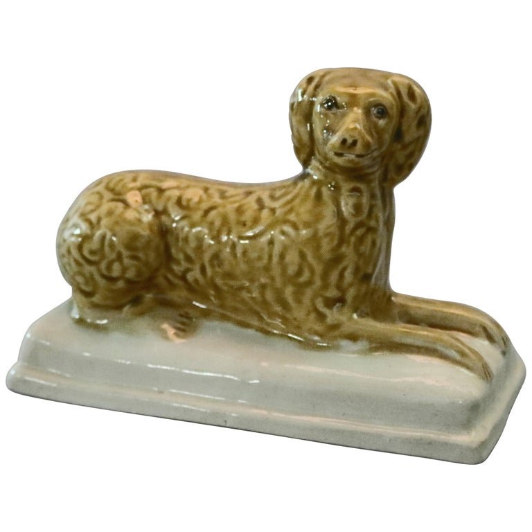 Antique Early Figural Stoneware Sculpture of Dog, c1850 (1 of 6)