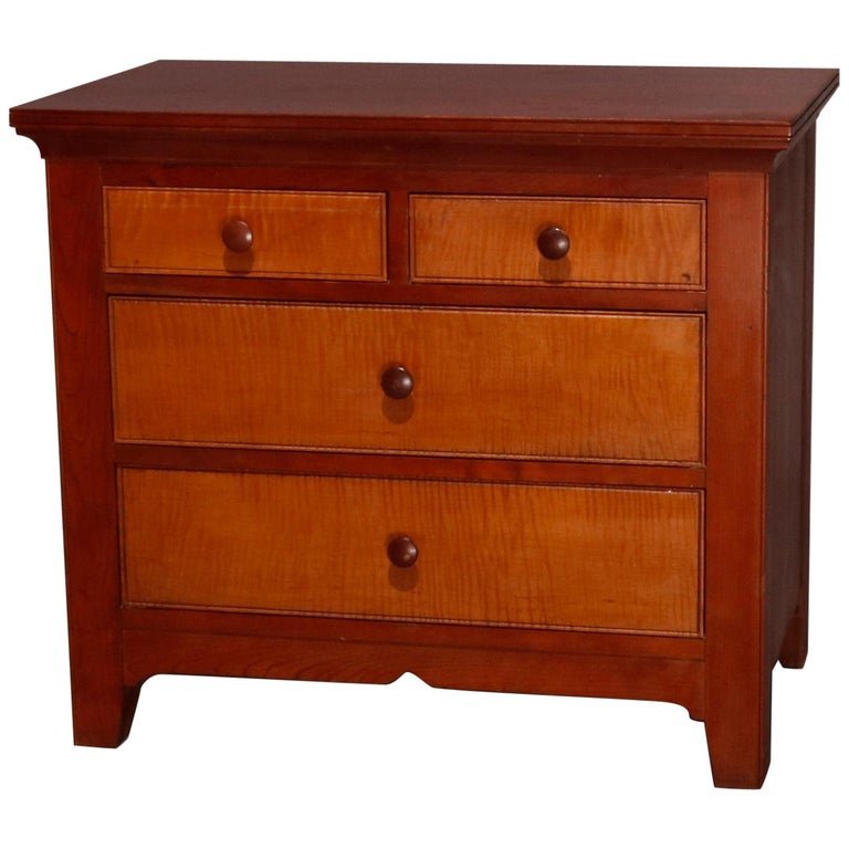 Shaker Style Cherry & Tiger Maple Diminutive Chest (1 of 11)