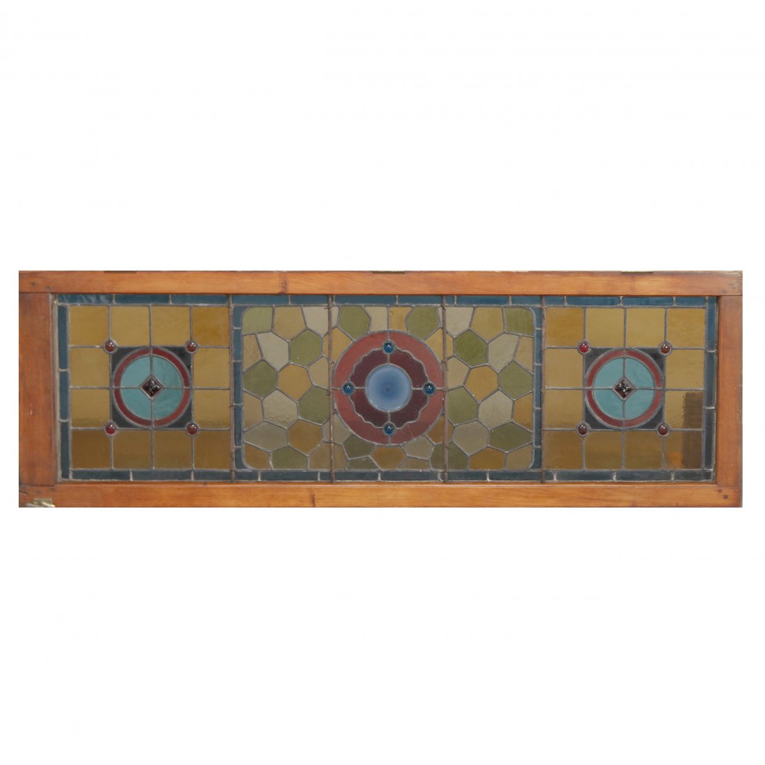 Arts & Crafts Leaded Stained & Jeweled Glass Window (1 of 7)