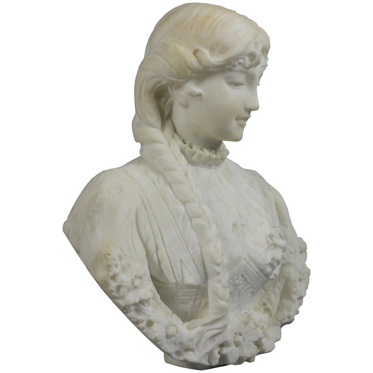 Antique Classical Italian Carved Alabaster Young Woman (1 of 8)