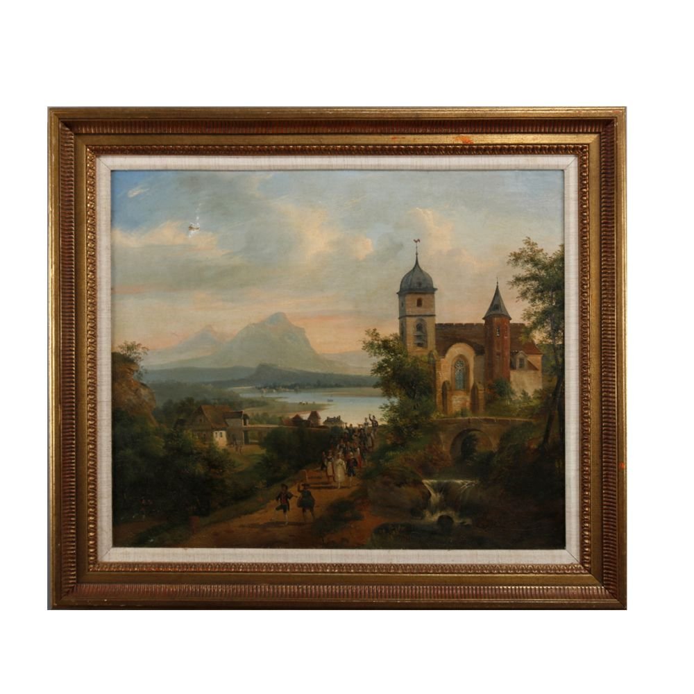 Antique Landscape Oil on Canvas Coastal Scene, 19th C (1 of 9)