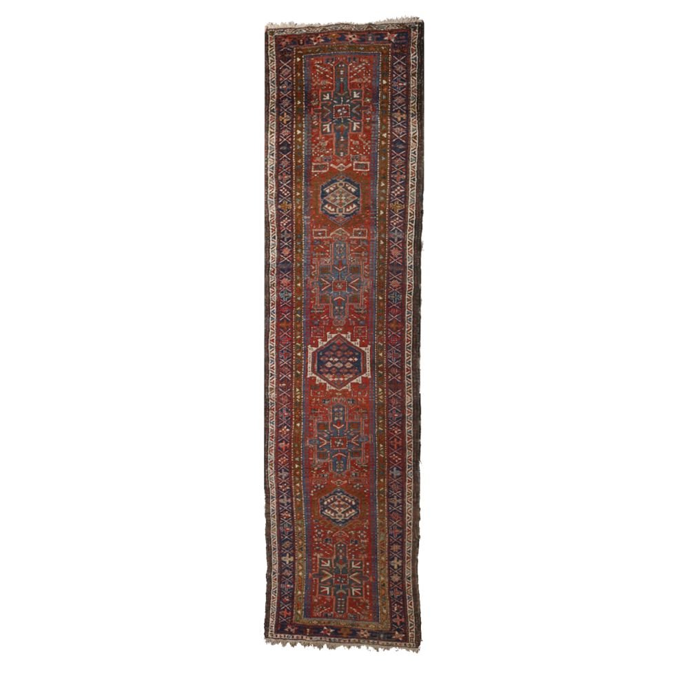 Antique Caucasian Ganja Rug Runner, 11'x3' (1 of 8)