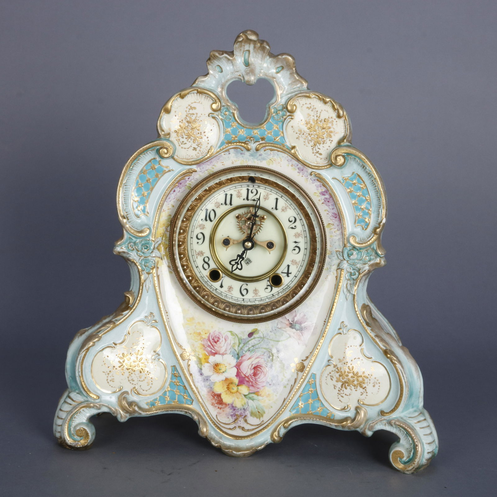 French Rococo Royal Bonn Porcelain Battery Clock, c1890 (1 of 13)