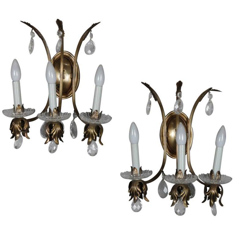 Electric Classical Foliate Form Rock Crystal Sconces (1 of 6)