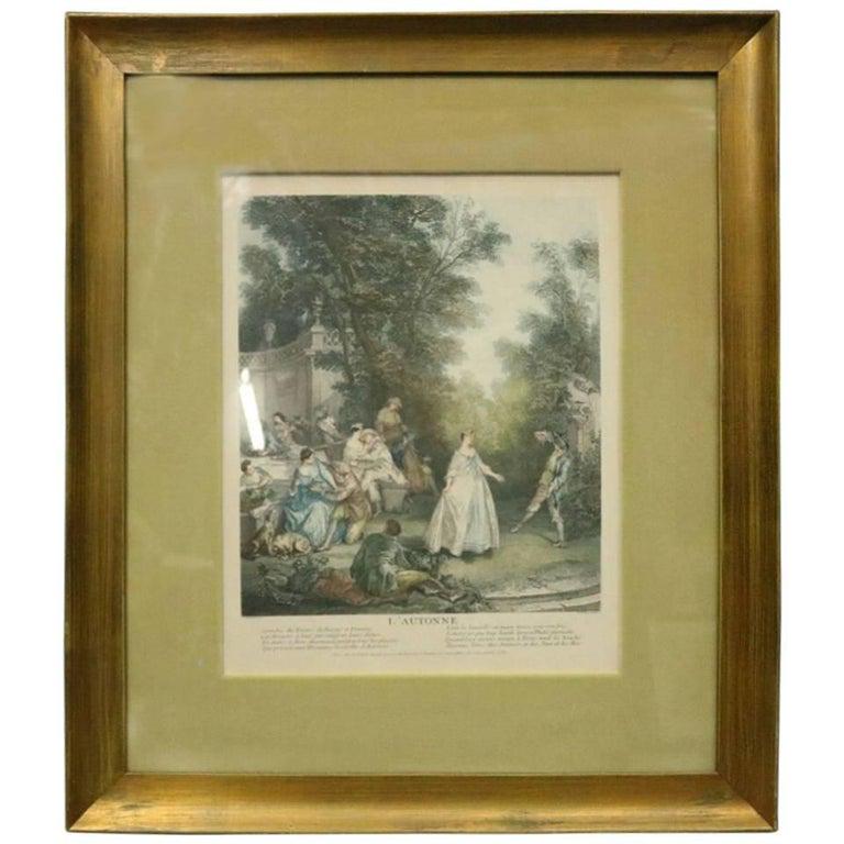 French Hand Tinted Print "L'Autonne" After Lancret (1 of 6)