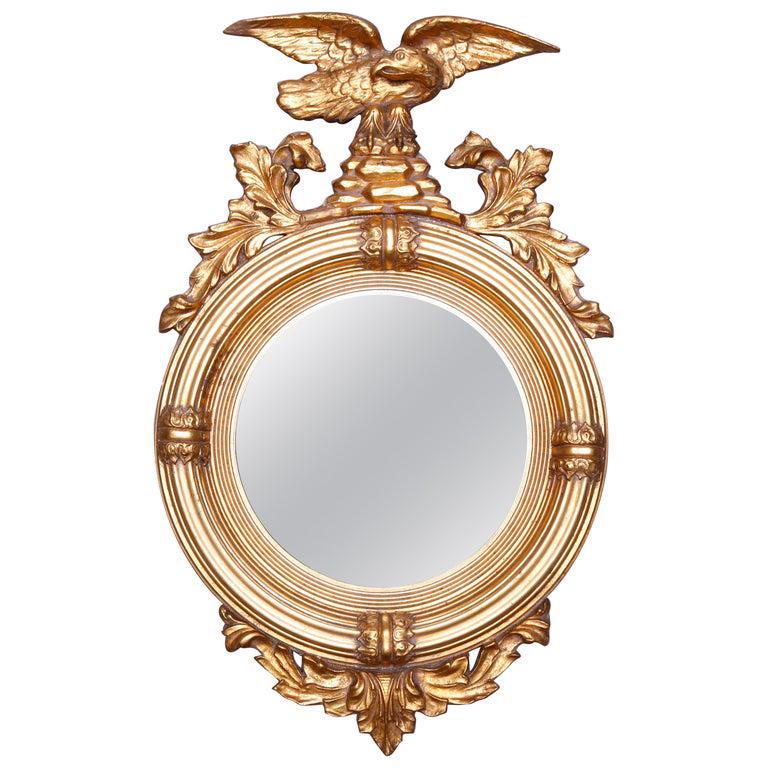 Antique Figural Giltwood Federal Style Bullseye Mirror (1 of 12)