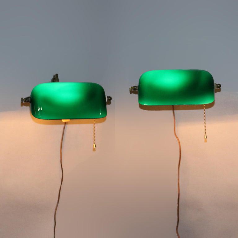 Pair Emeralite Cased Glass Wall Sconces, c1920 (1 of 12)