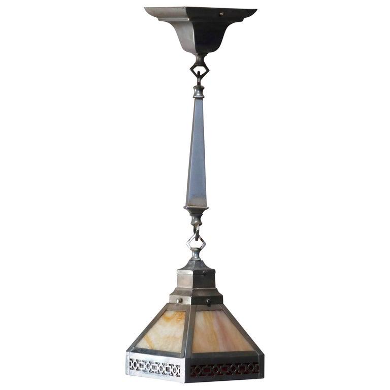 Antique Arts & Crafts Nickel-Plated Mission Light (1 of 9)