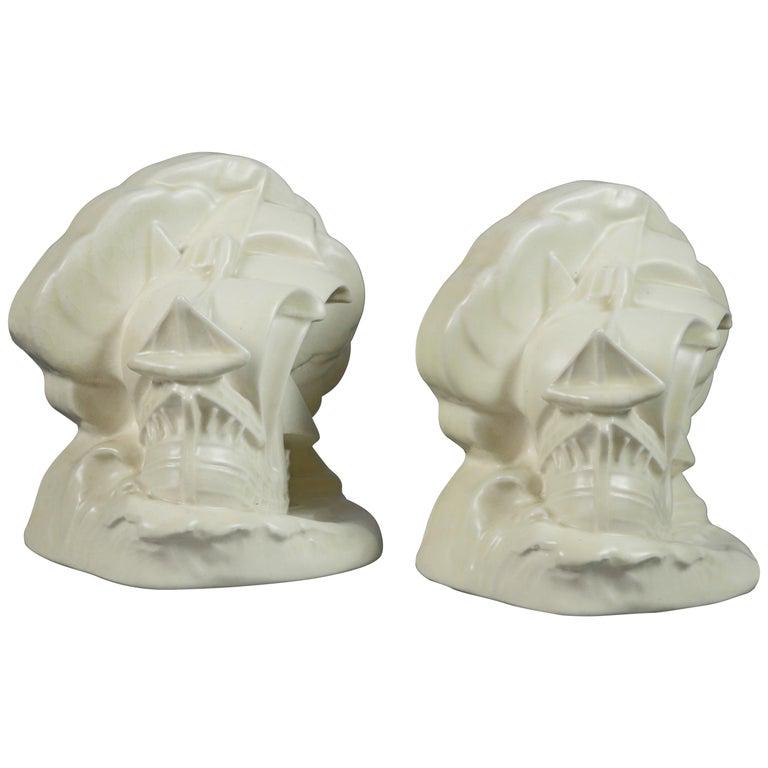 Antique William McDonald Rookwood Pottery Ship Bookends (1 of 9)