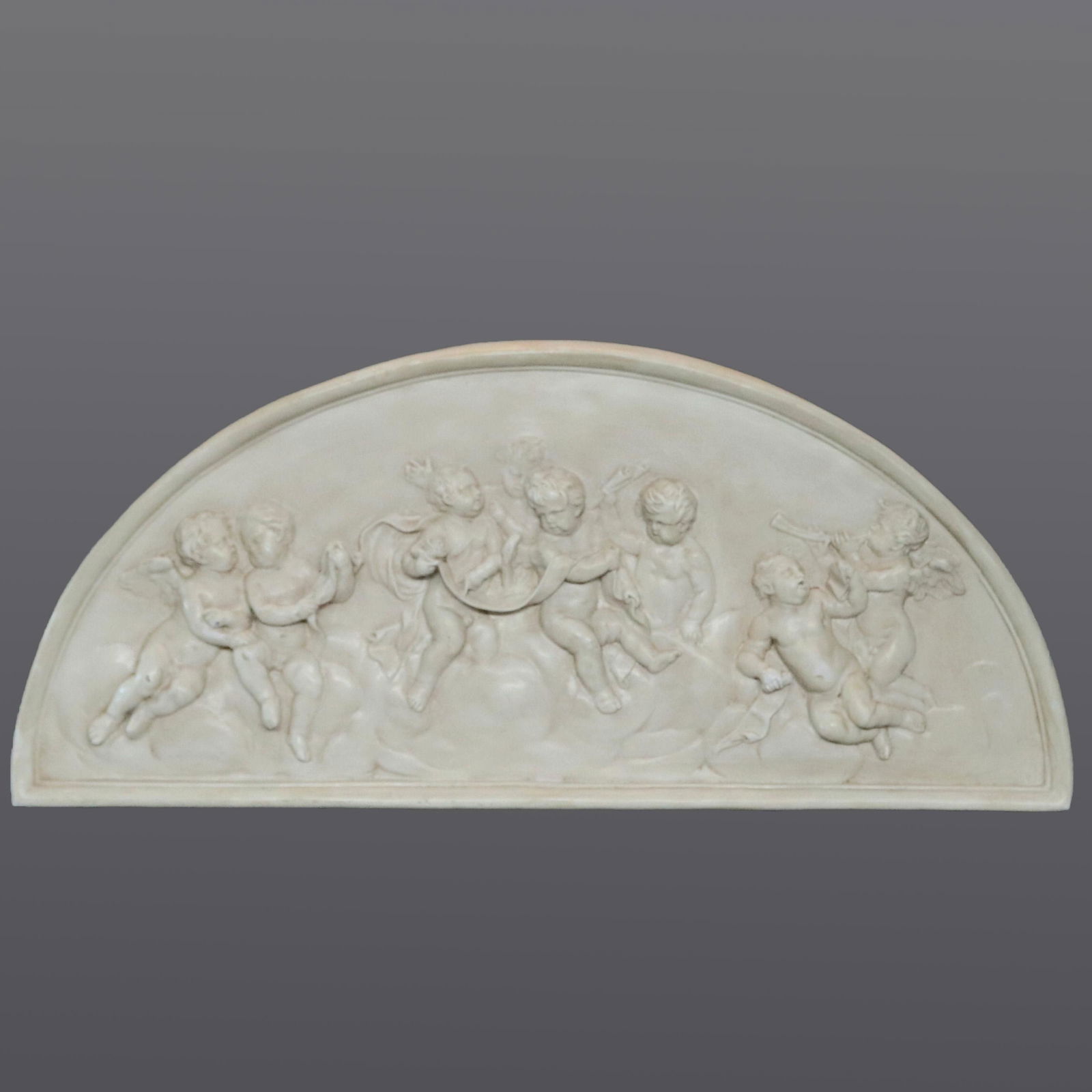 Lg Antique Classical Porcelain Relief Crescent Plaque (1 of 8)