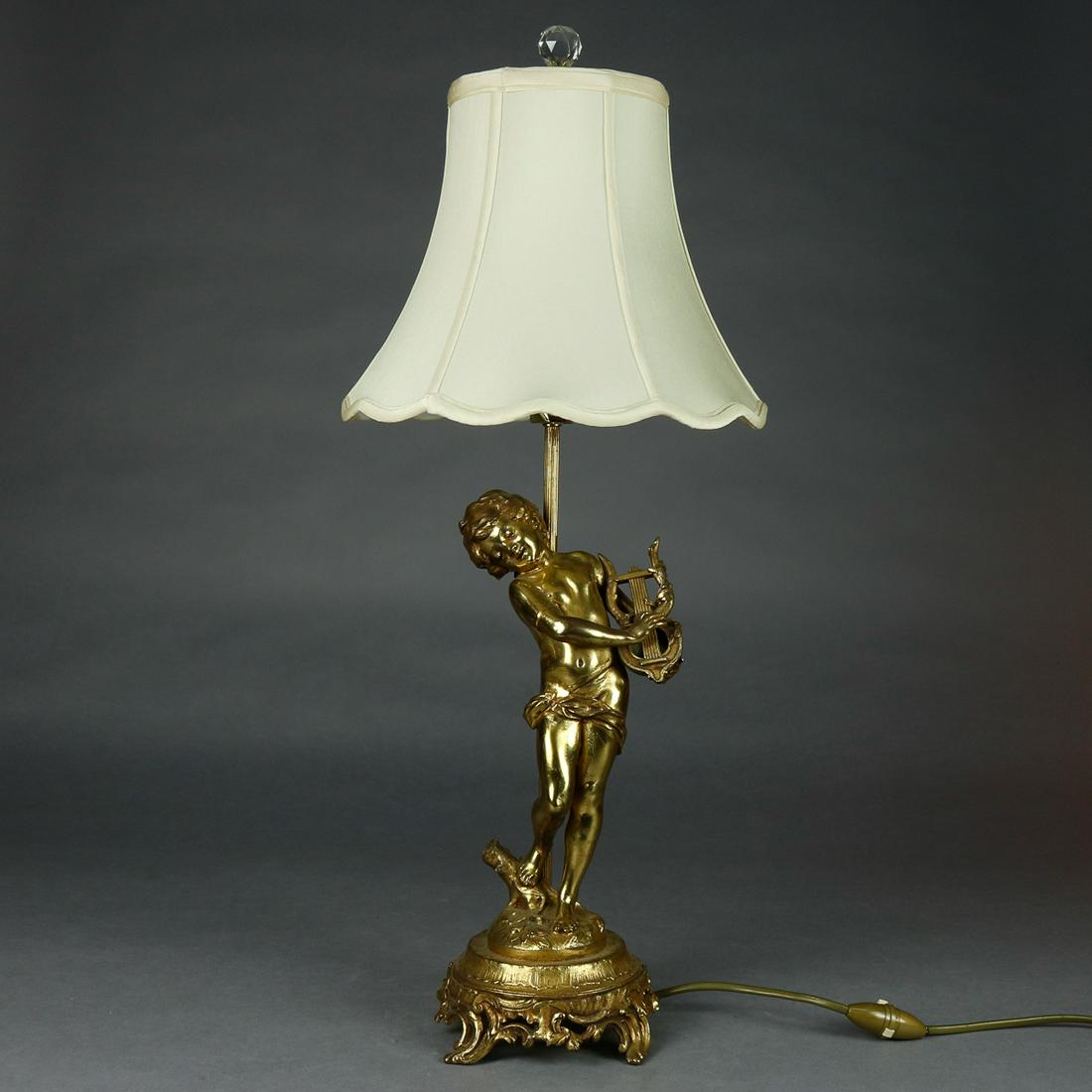 Antique French Figural Gilt Metal Classical Cherub Lamp (1 of 12)