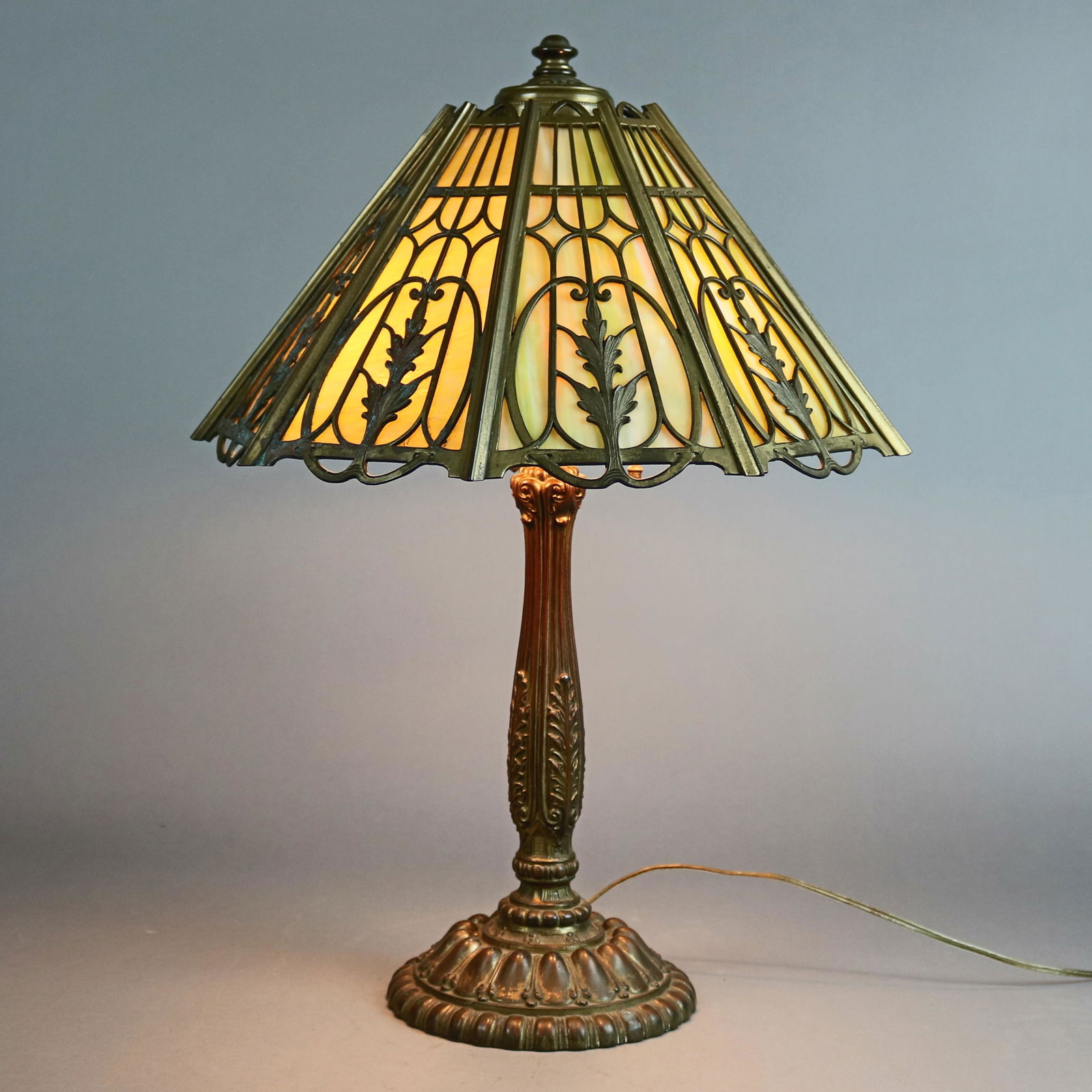 Arts & Crafts Signed Wilkinson Bronze Overlay Lamp (1 of 10)