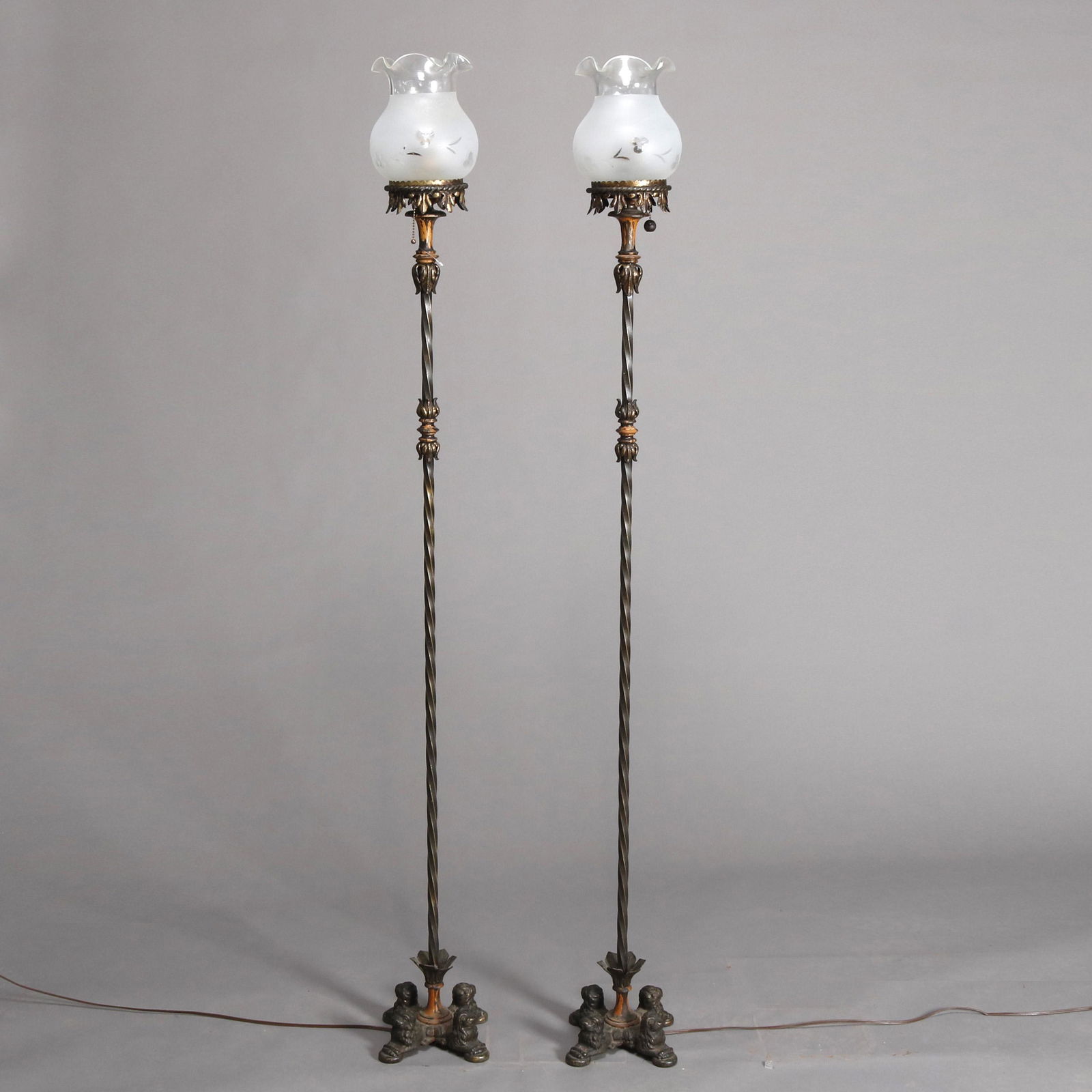 Antique Arts & Crafts Oscar Bach School Figural Lamps (1 of 13)