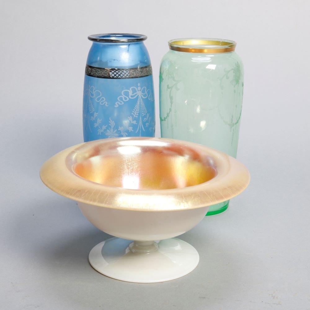 3Pc Art Glass Including Hawkes & Steuben (1 of 9)