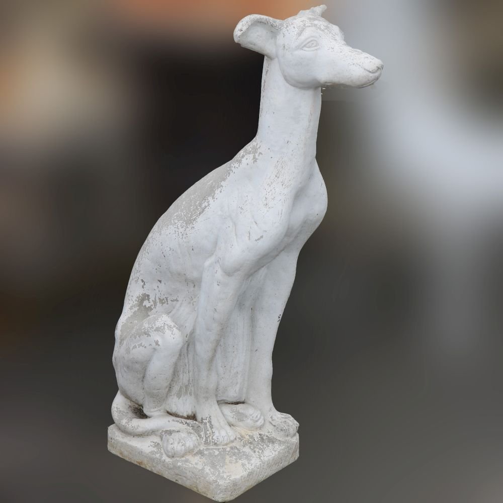 Vintage Cast Stone Statue of Whippet (1 of 7)