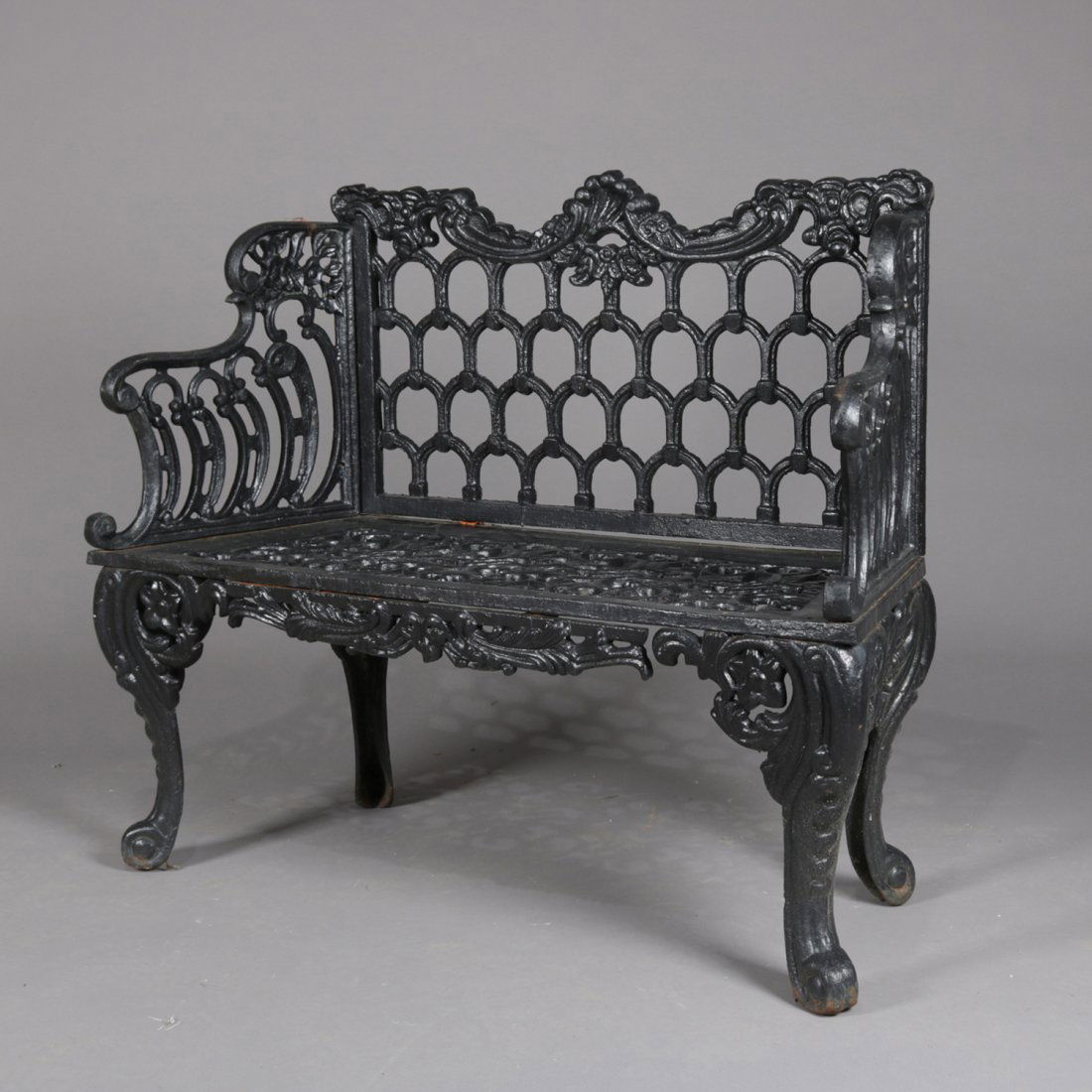 Rococo Revival Painted Cast Iron "Rose Garden Bench" (1 of 10)
