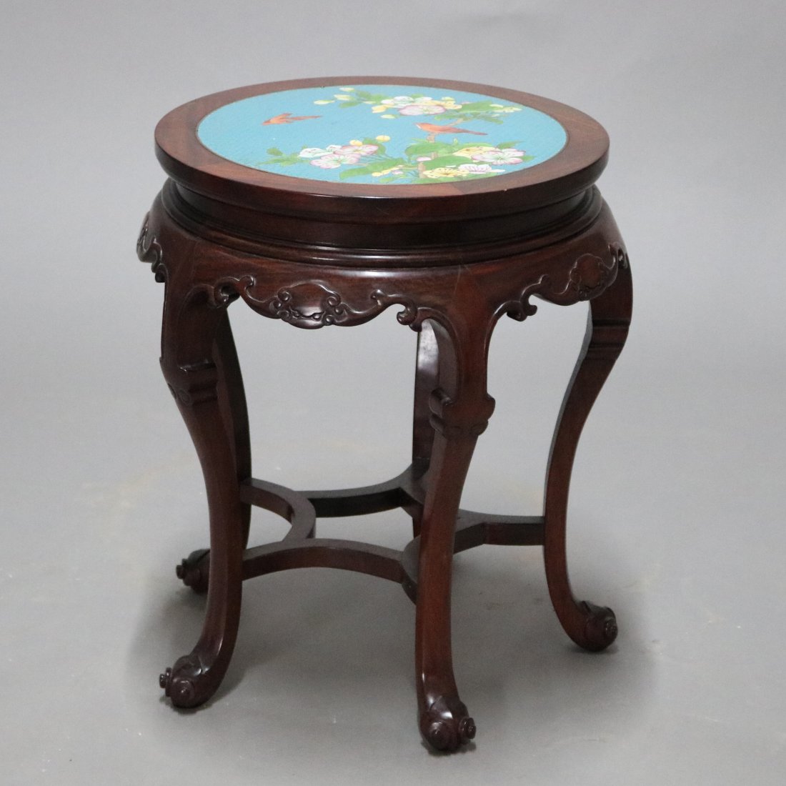 Vintage Chinese Cloisonné and Mahogany Low Table (1 of 7)