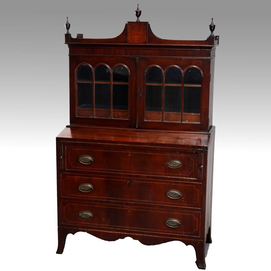 Vintage Hepplewhite Style Inlaid Mahogany Secretary (1 of 13)