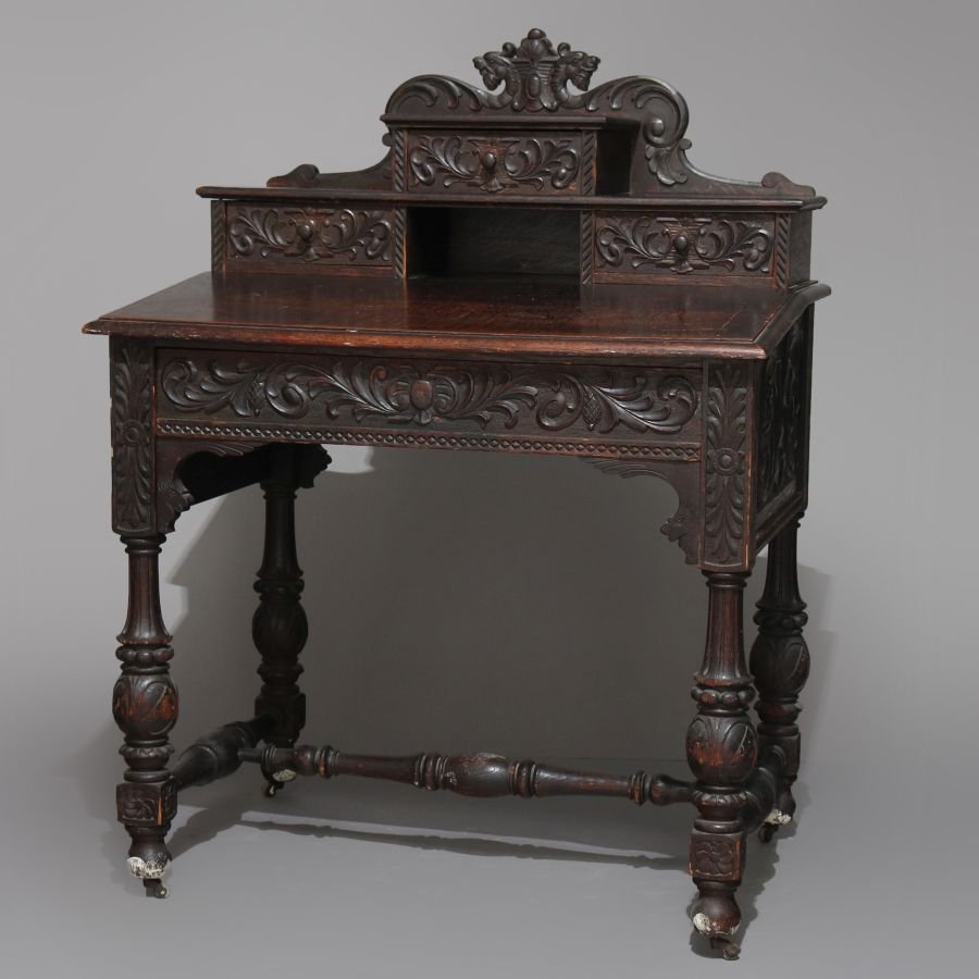 Antique English Baroque Slant-Front Plantation Desk (1 of 13)