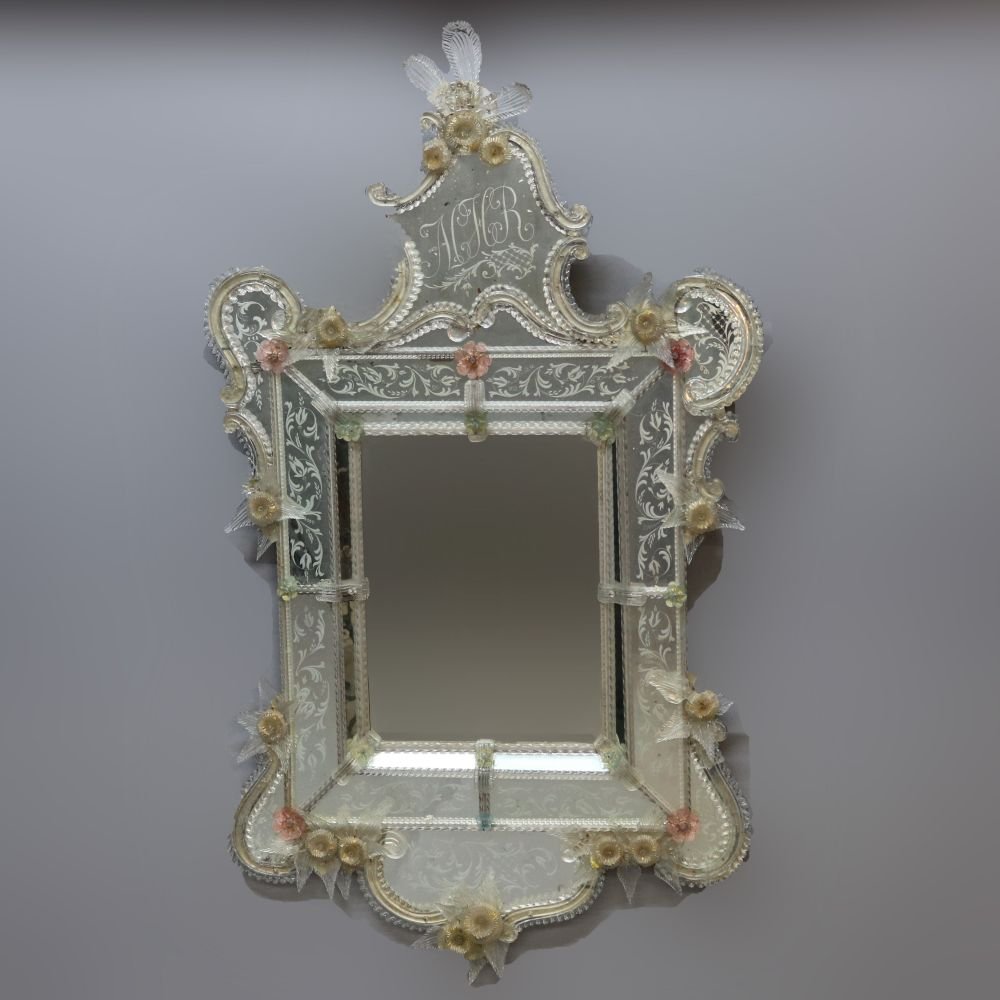 Antique Oversized Polychromed Venetian Wall Mirror (1 of 10)